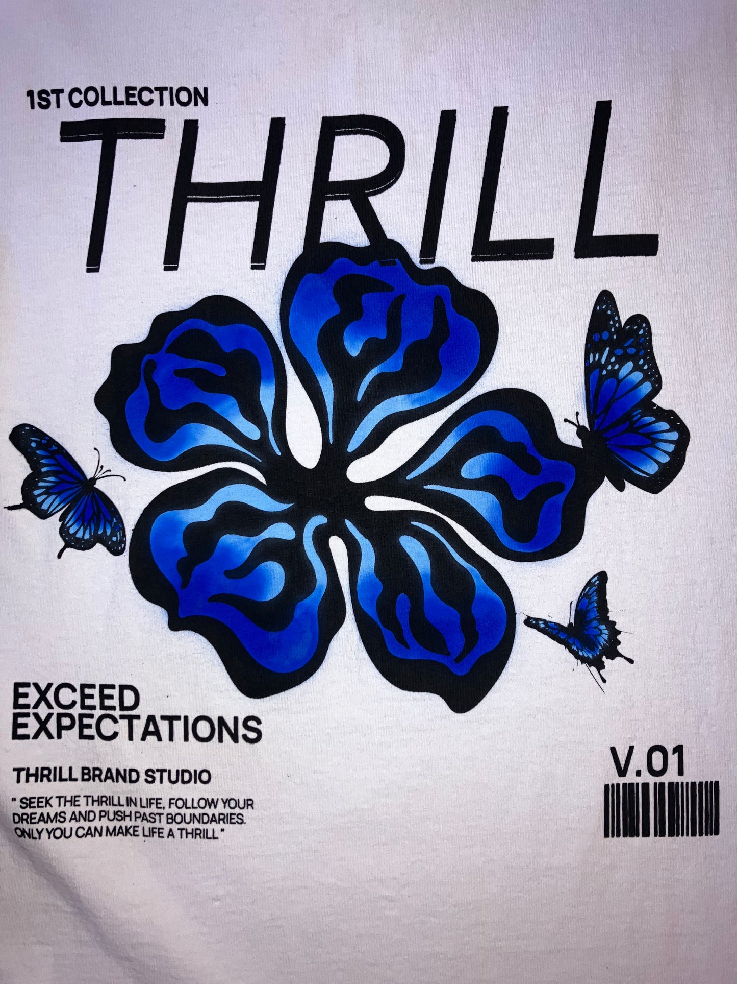 Exceed Expectations, Screen Print & Airbrush, White Tee