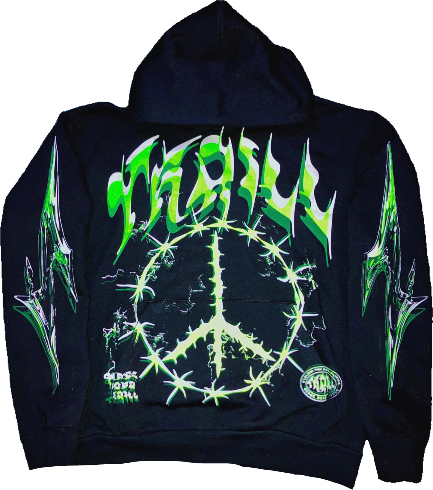 THRILL PEACE, Black Hoodie