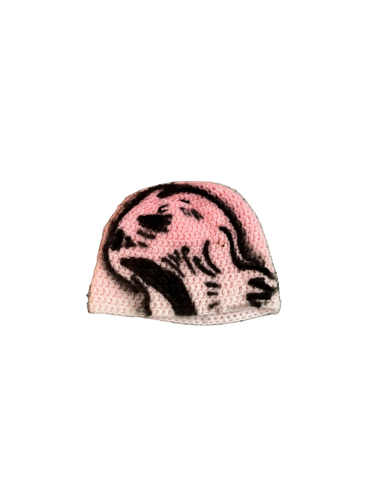 Hand Crochet Skully Beanie, 1 of 1 Pinkish Red, Air Brush