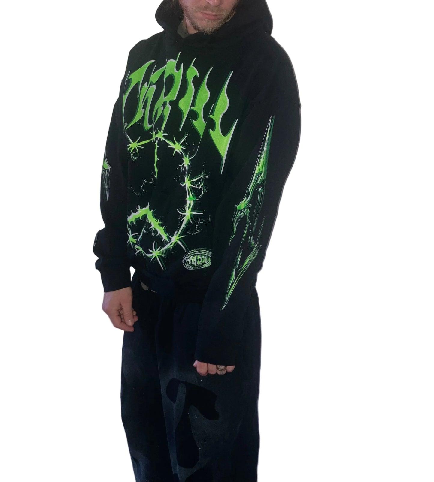 THRILL PEACE, Black Hoodie