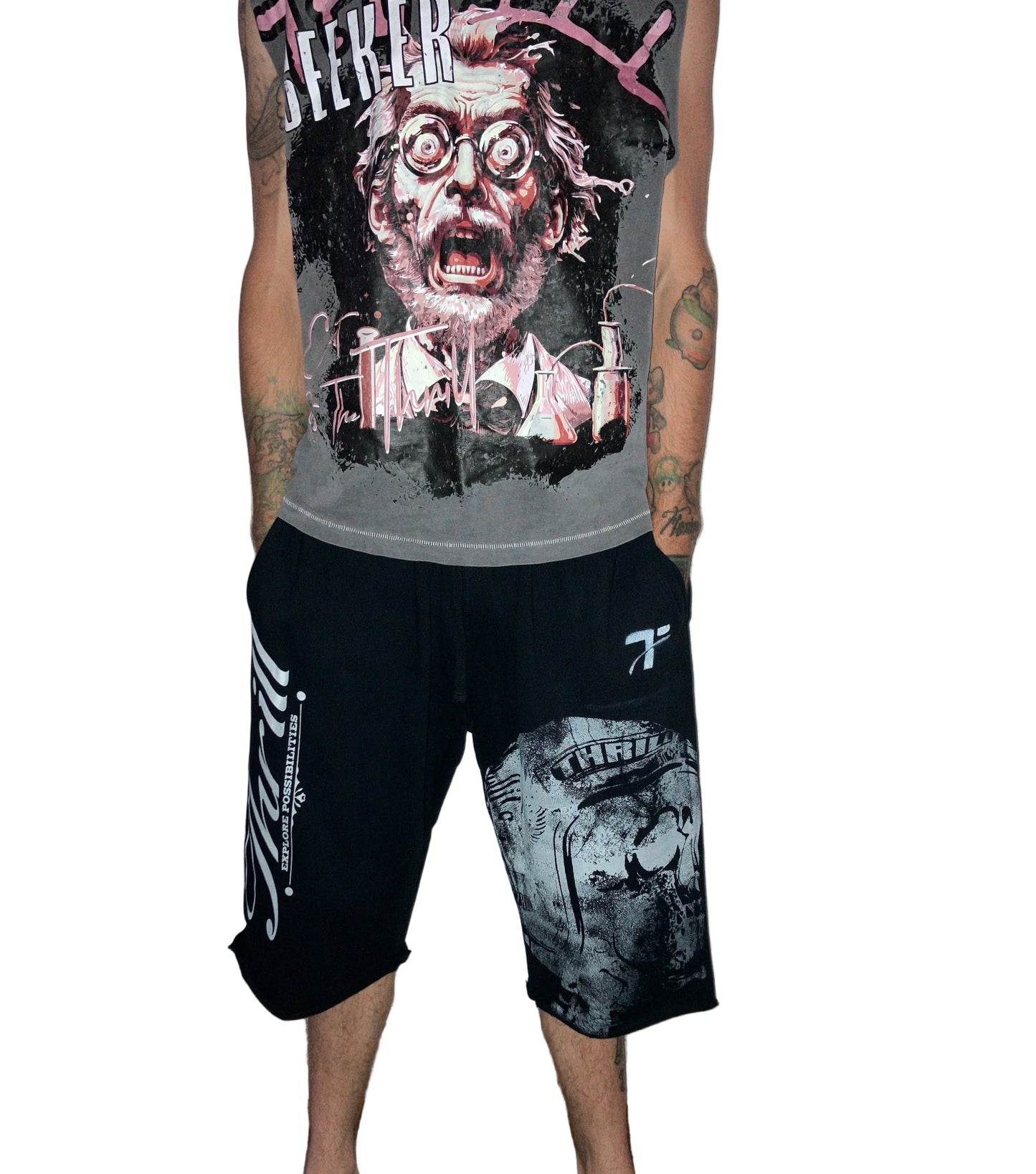 3/4 Thrill Skeleton, Screen Print Shorts * 1 of 1