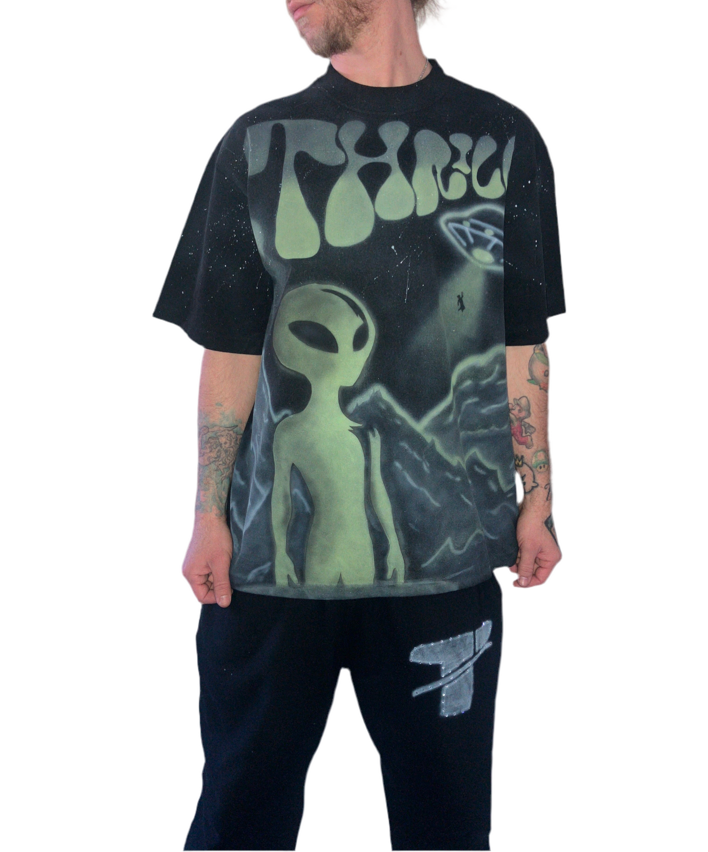 Outta This World Alien, Airbrush, Black Tee