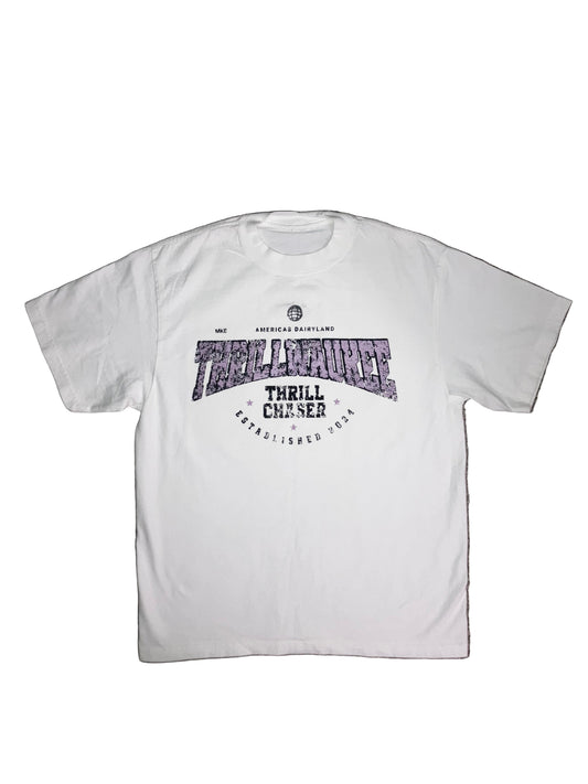 THRILLWAUKEE, Heavyweight White Tee (Lavender Graphic)