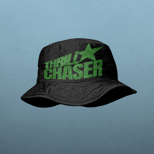 Black Denim Bucket Hat ( green chaser )