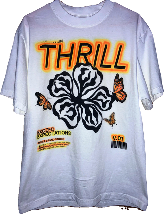 Exceed Expectations, Screen Print and Air Brush, White Tee