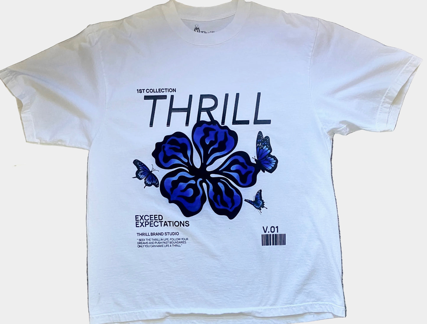 Exceed Expectations, Screen Print & Airbrush, White Tee