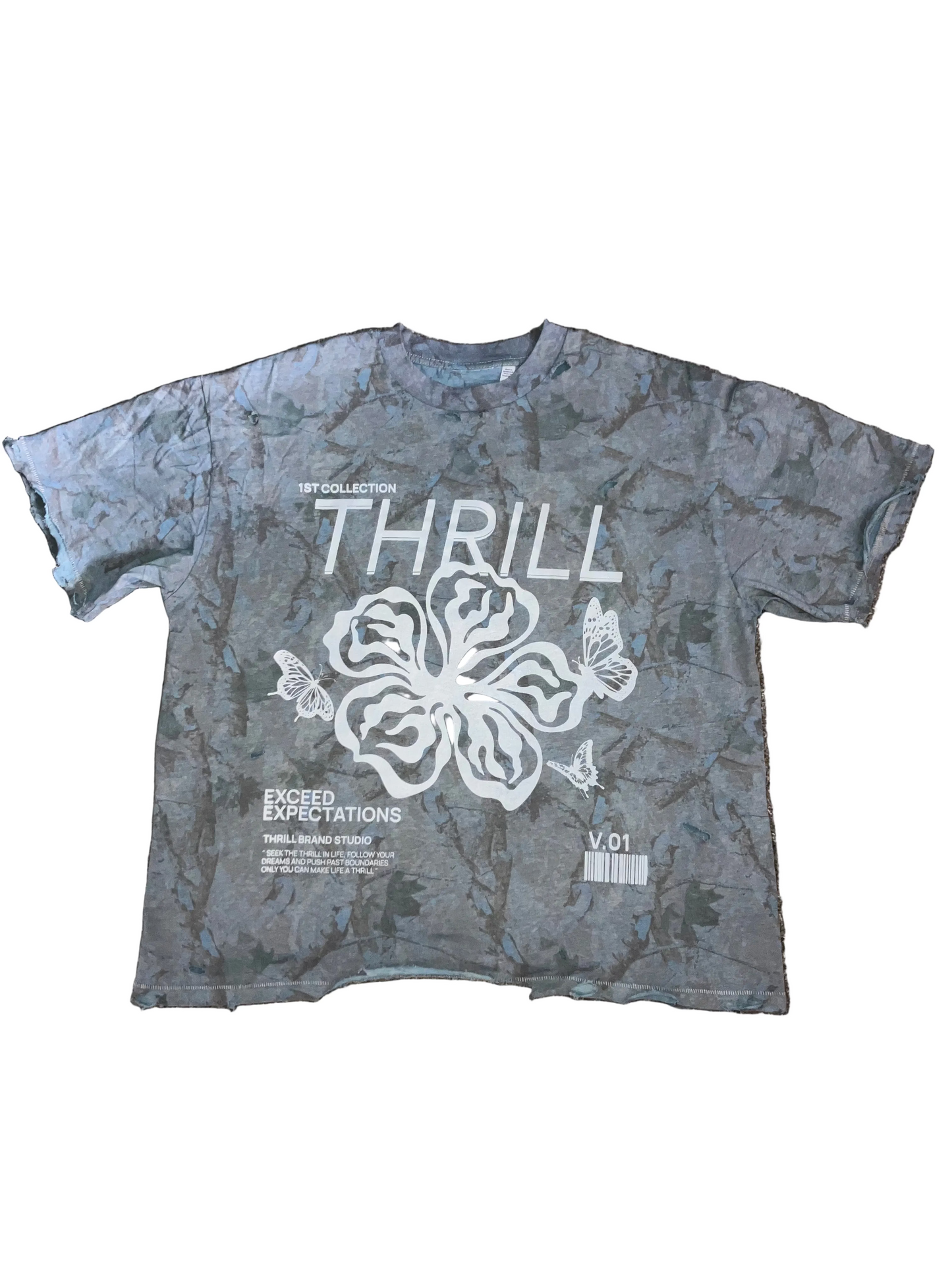 Exceed Expectations, Blue Camo, Boxy Cropped 1 of 1