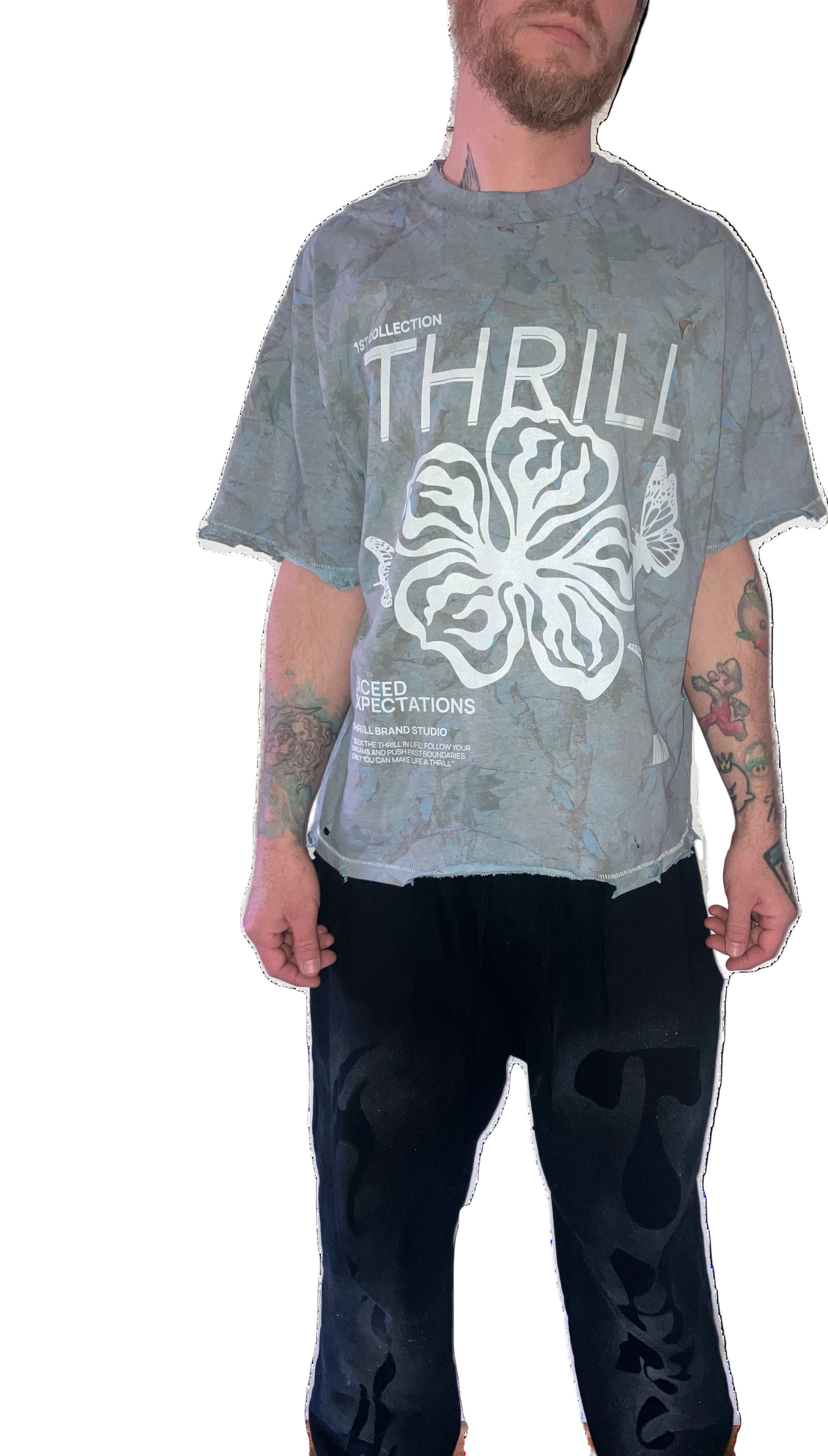 Exceed Expectations, Blue Camo, Boxy Cropped 1 of 1
