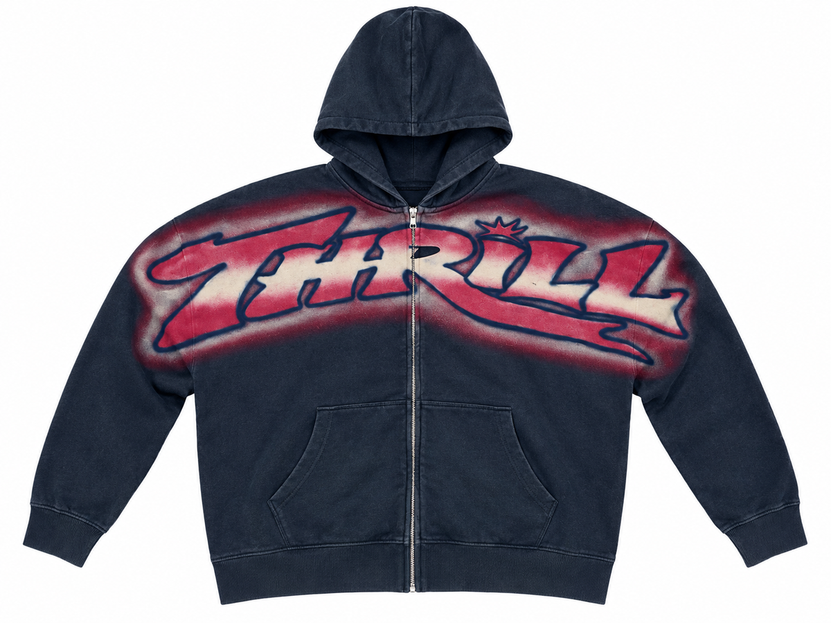1of1 Navy Blue Airbrush Zip-up Hoodie