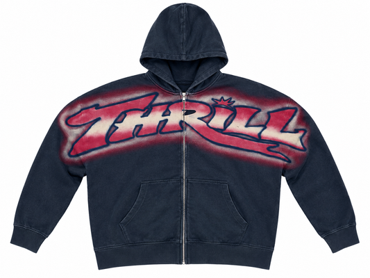 1of1 Navy Blue Airbrush Zip-up Hoodie