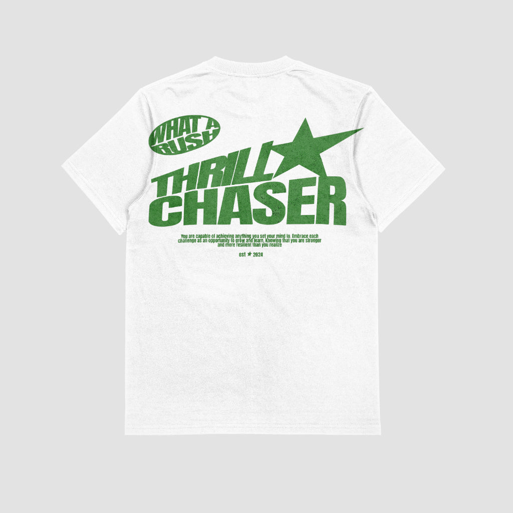 Thrill Chaser ( green print tee )