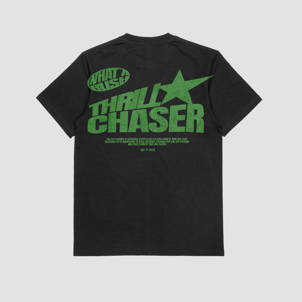 Thrill Chaser ( green print tee )